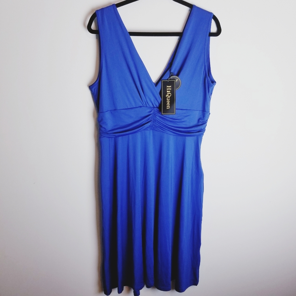 NWT HiQueen sleeveless ruched vneck dress XL